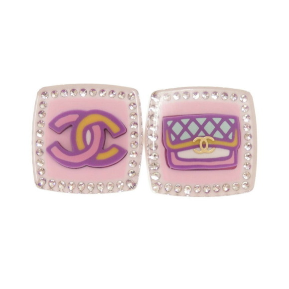 CHANEL Jewelry - CHANEL Authentic Pink Logo Earrings